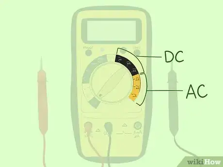 Step 5 Select either AC or DC current on the meter.