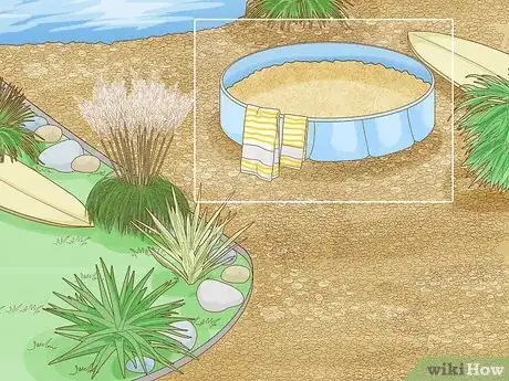 Step 5 Make a sandbox on top of the beach with an inflatable pool.